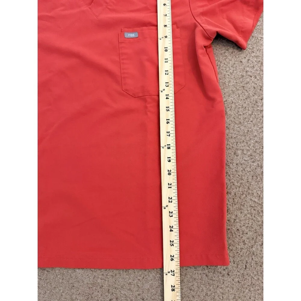 FIGS Men’s Scrub Set Small Red Coral V-Neck Top Cargo Pants Medical Hemmed